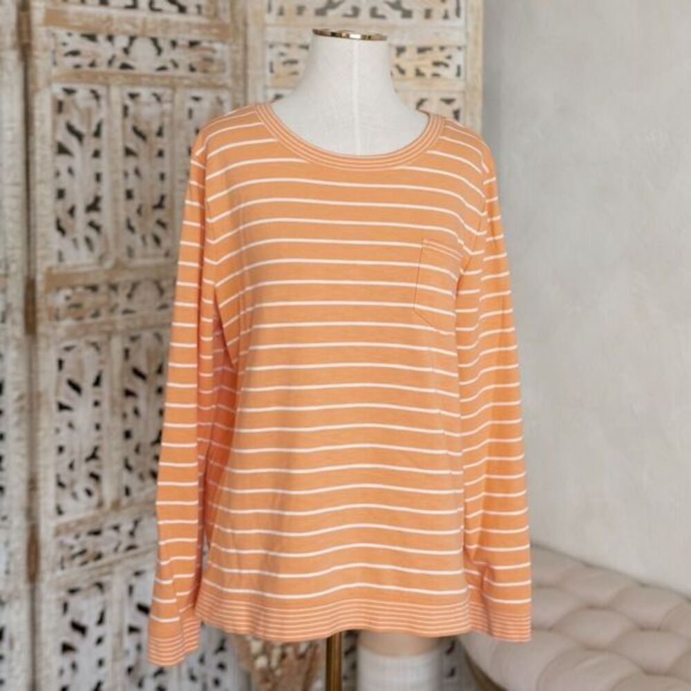 Women’s Talbots Orange and White Long Sleeve‎ Top size L - Picture 3 of 12